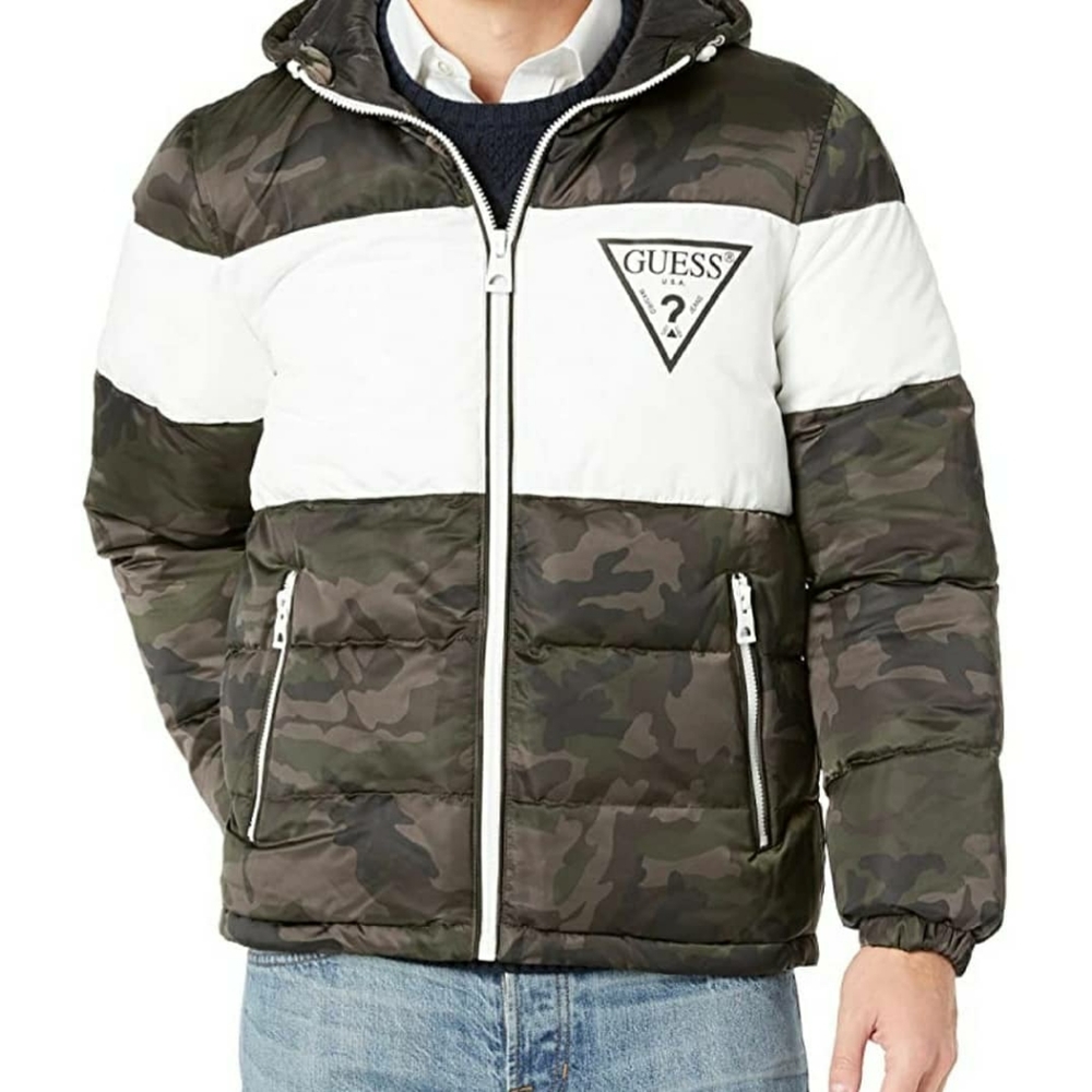 Guess color block HD puffer jacket. NWT